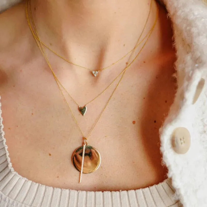 Dana Rebecca Designs Sylvie Rose Disc and Pave Bar Necklace - Yellow Gold