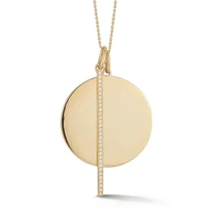Dana Rebecca Designs Sylvie Rose Disc and Pave Bar Necklace - Yellow Gold