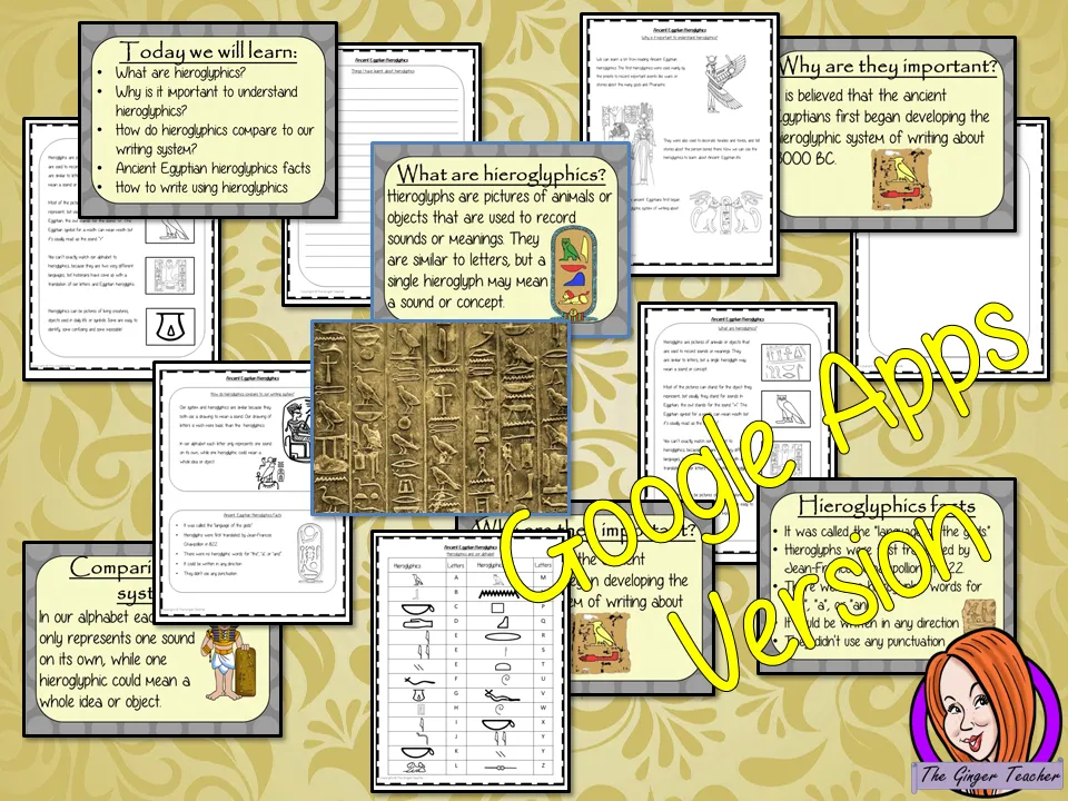 Distance Learning Ancient Egyptian Hieroglyphics Google Slides Lesson