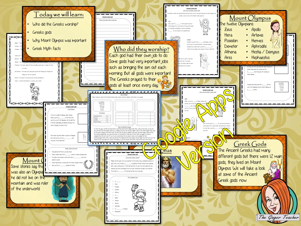 Distance Learning Ancient Greek Religion and Gods Complete Google Slides Lesson