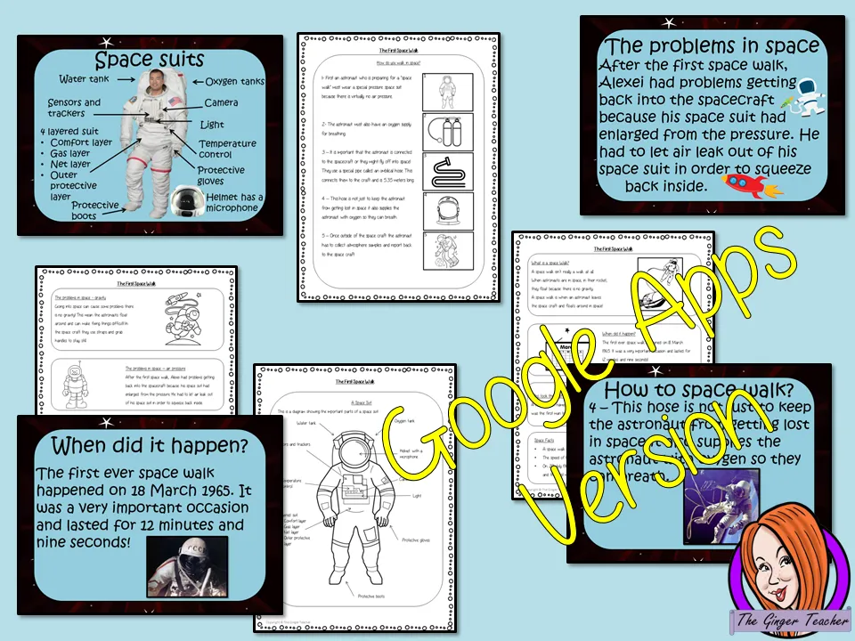 Distance Learning, The First Space Walk, Google Slides Lesson