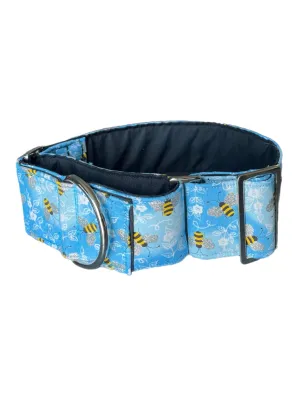 Don’t bee blue sparkles greyhound Martingale collar cotton covered 50mm width super soft whippet