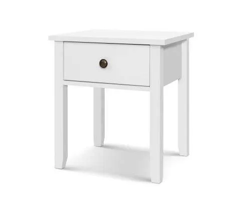 Drawer Bedside Table - White