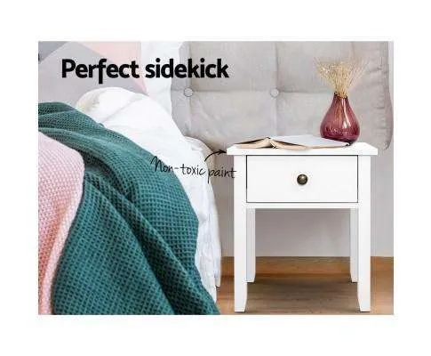 Drawer Bedside Table - White