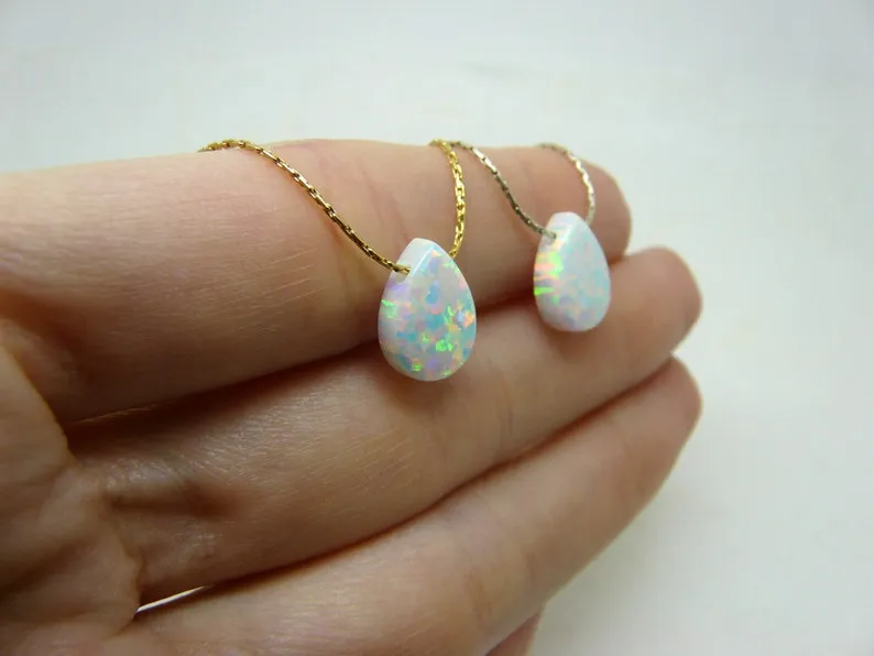 Drop Opal Necklace – Dainty & Elegant