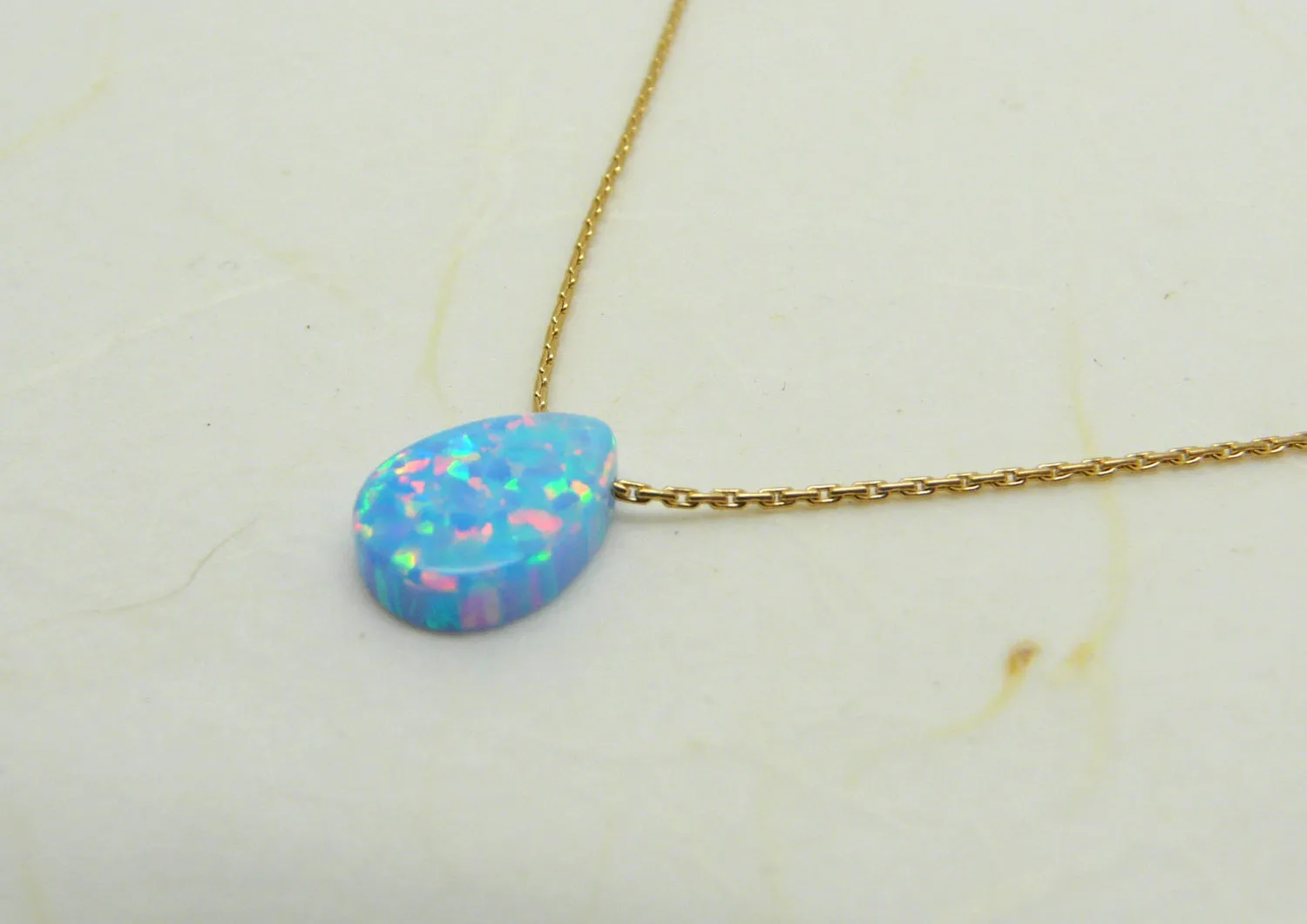 Drop Opal Necklace – Dainty & Elegant