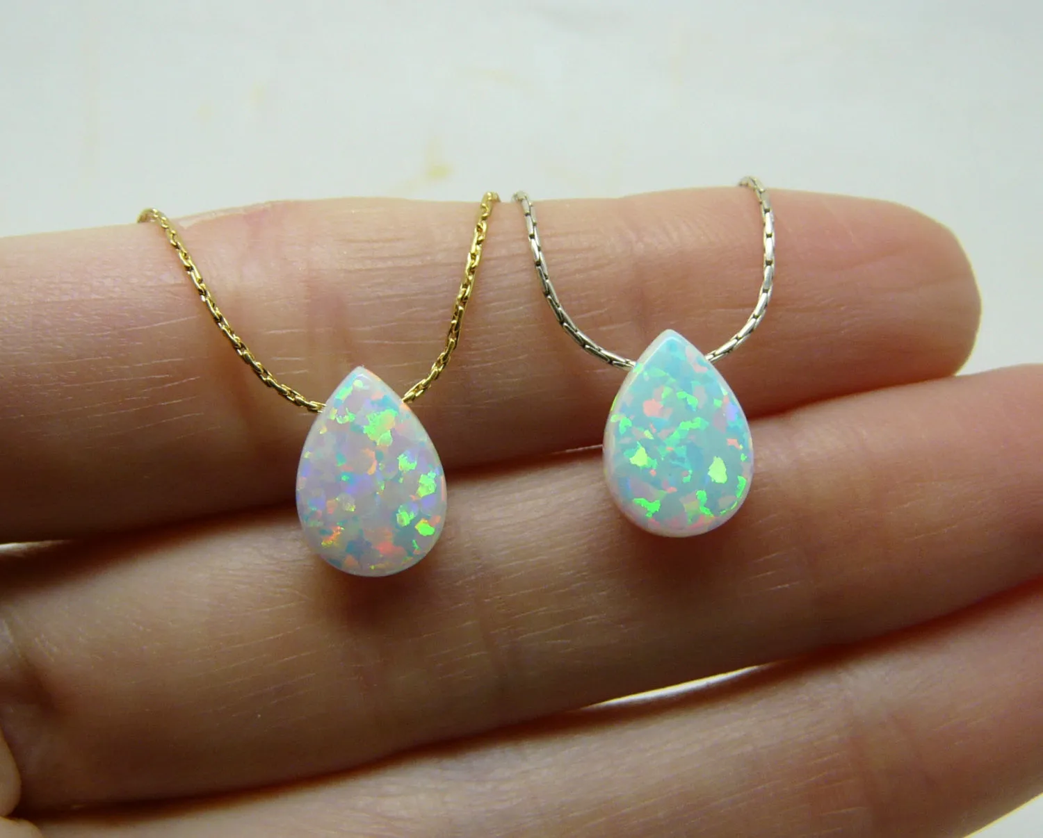 Drop Opal Necklace – Dainty & Elegant