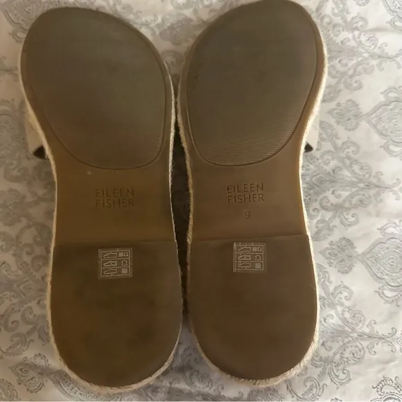 Eileen Fisher Mews Mesh Slip-On Espadrille Beige Open-Toe Sandal