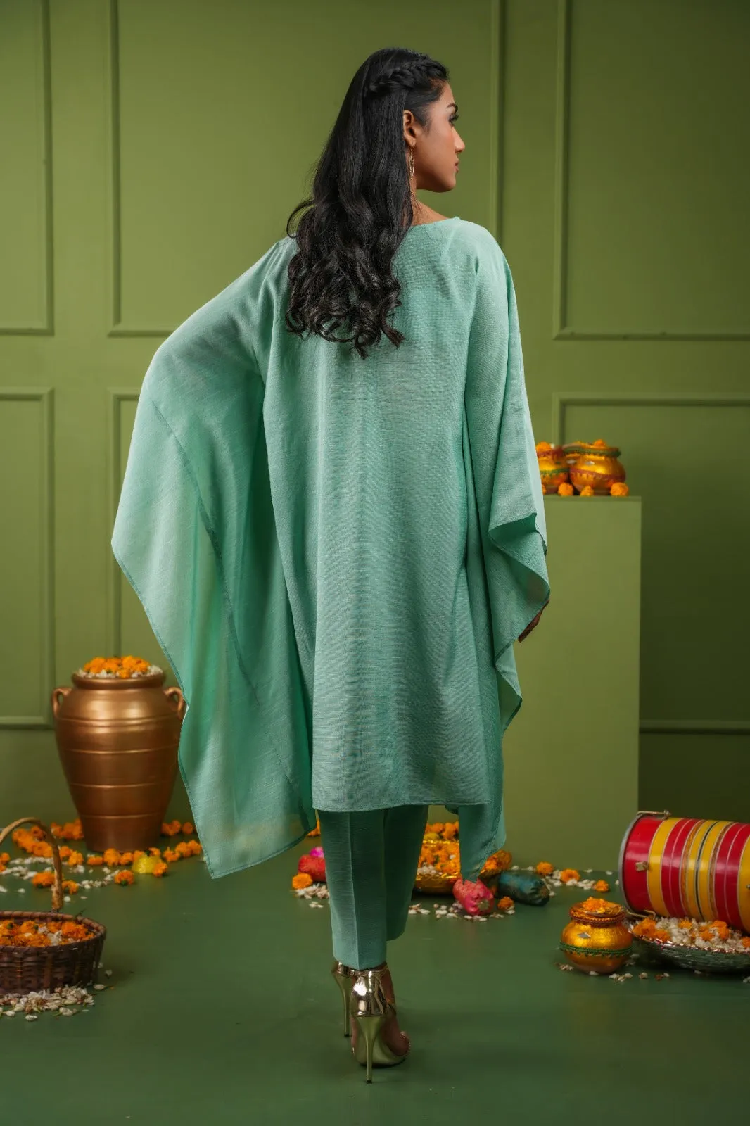 Elegance - Mint Green Kaftan Set