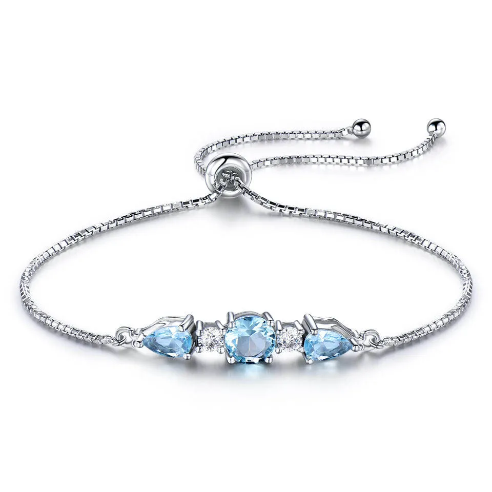 Elegant Azure Round & Pear Cut Bracelet