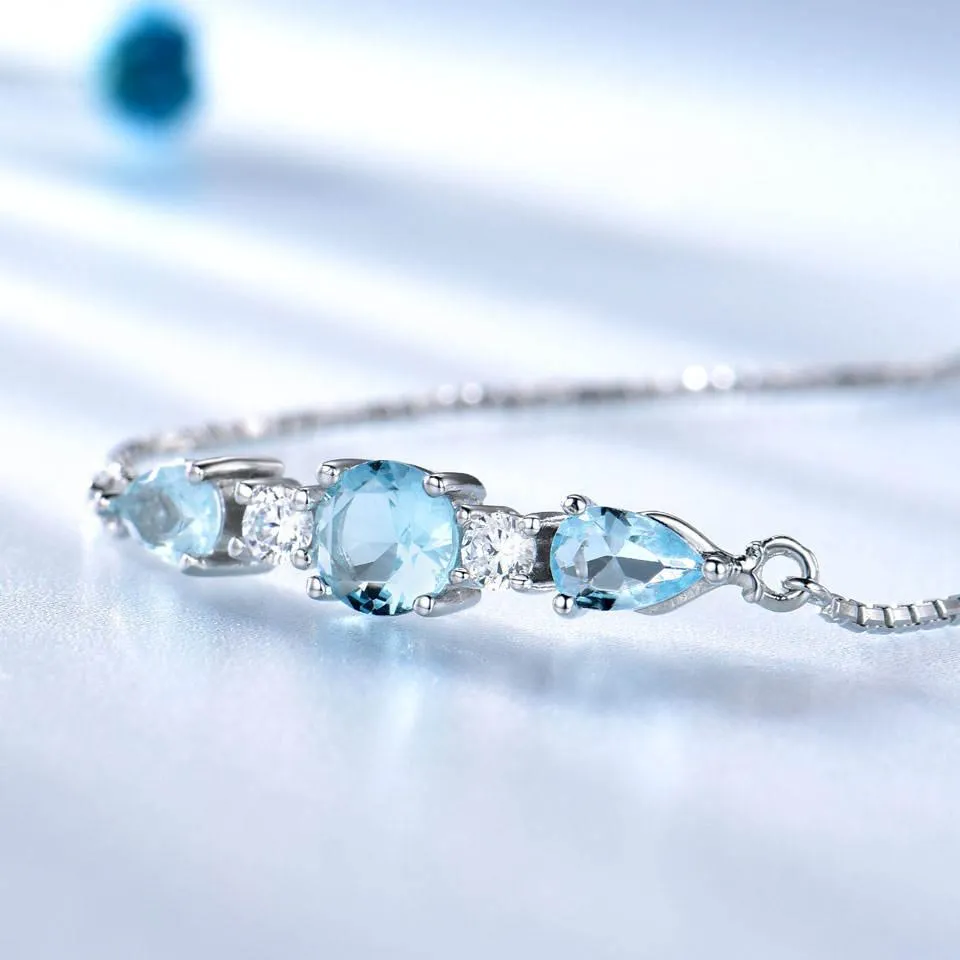 Elegant Azure Round & Pear Cut Bracelet