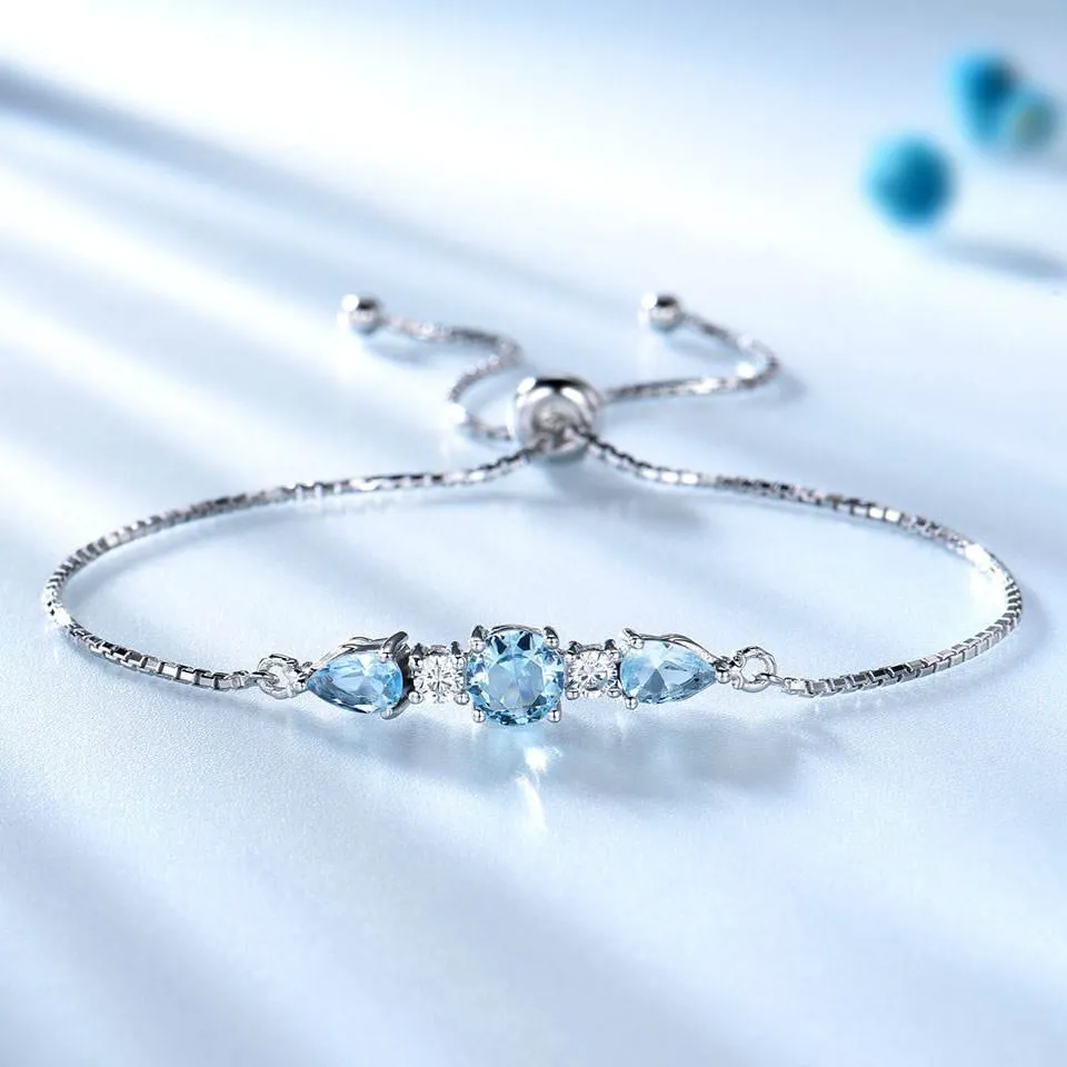 Elegant Azure Round & Pear Cut Bracelet