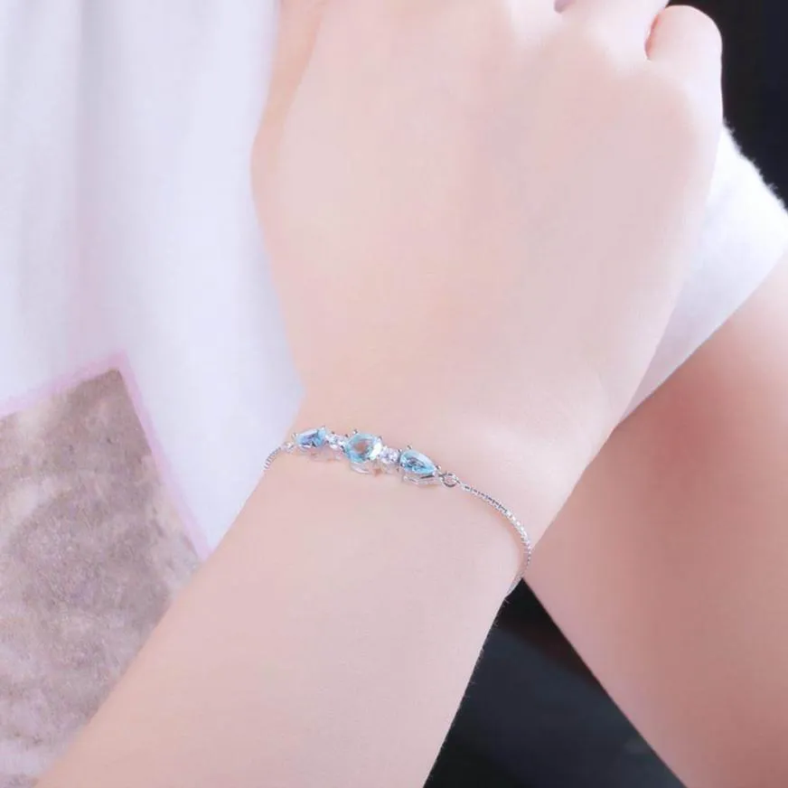 Elegant Azure Round & Pear Cut Bracelet
