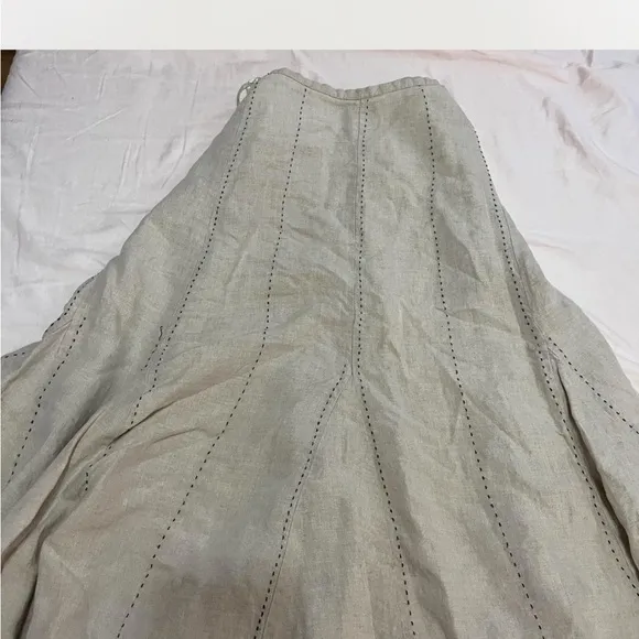 Elegant Beige Linen Maxi Skirt