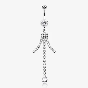 Elegant Bejeweled Cascading Belly Button Ring