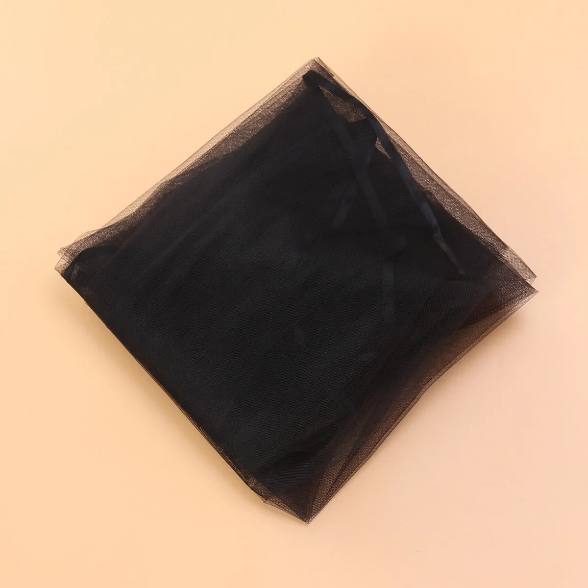 Elegant Black Wedding Veil with Ribbon Edge