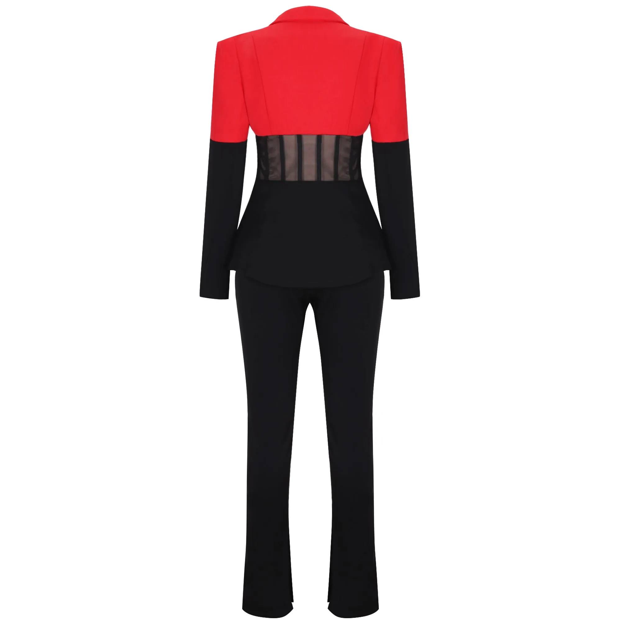 Elegant Blazer and Pants Patchwork Suit