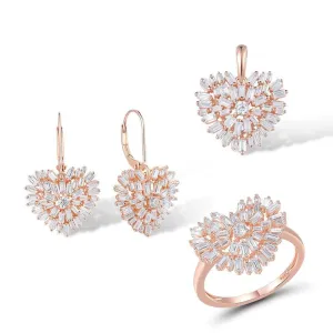 Elegant Created Diamond Heart Shaped Jewelry Set