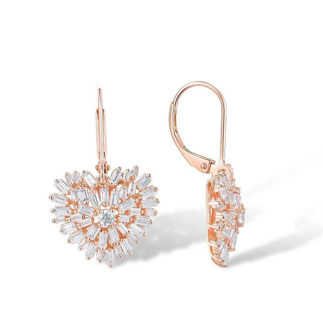 Elegant Created Diamond Heart Shaped Jewelry Set