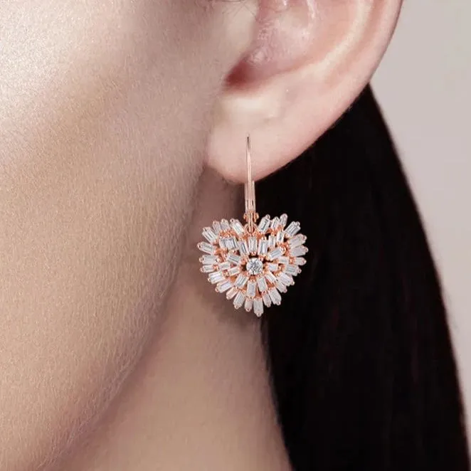 Elegant Created Diamond Heart Shaped Jewelry Set