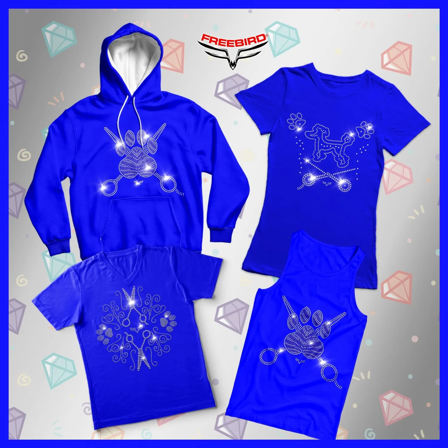 Elegant Custom Rhinestone Groomer Shirts