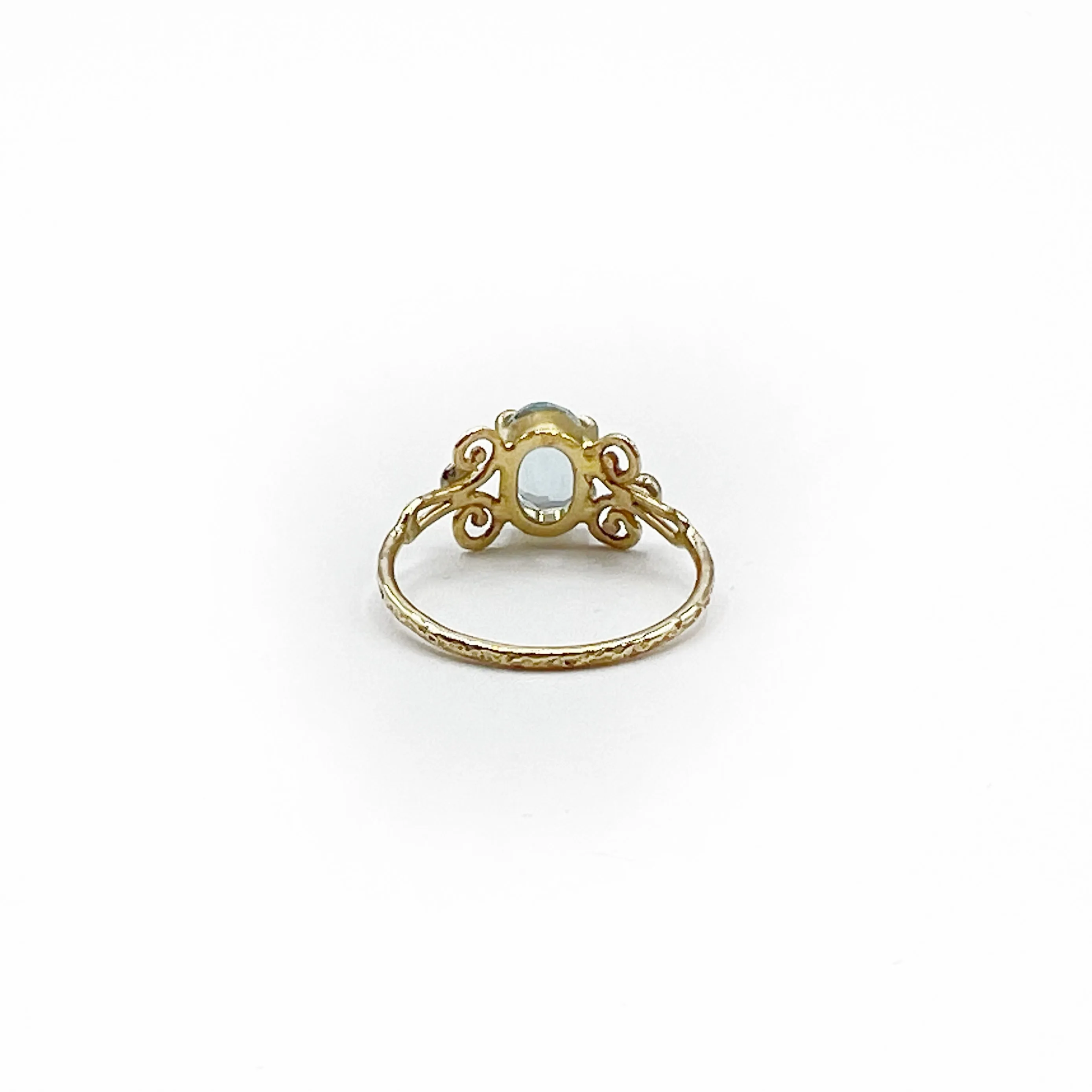 Elegant  Filigree Oval Aquamarine and Diamond Ring