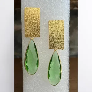 Elegant Green Crystal Drop Earrings by Corona
