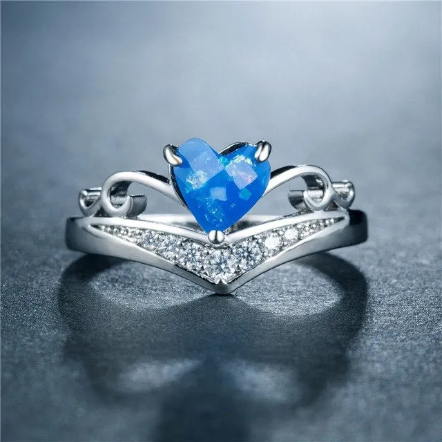 Elegant Heart Opal Ring
