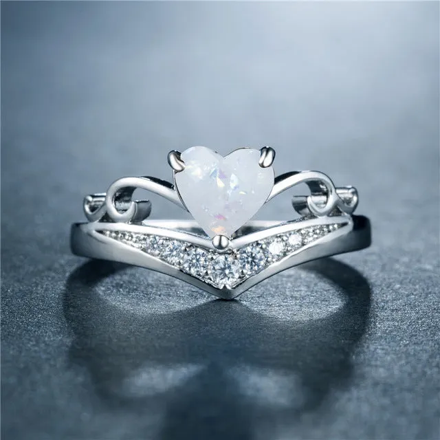 Elegant Heart Opal Ring