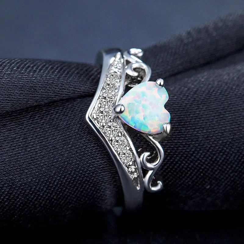 Elegant Heart Opal Ring
