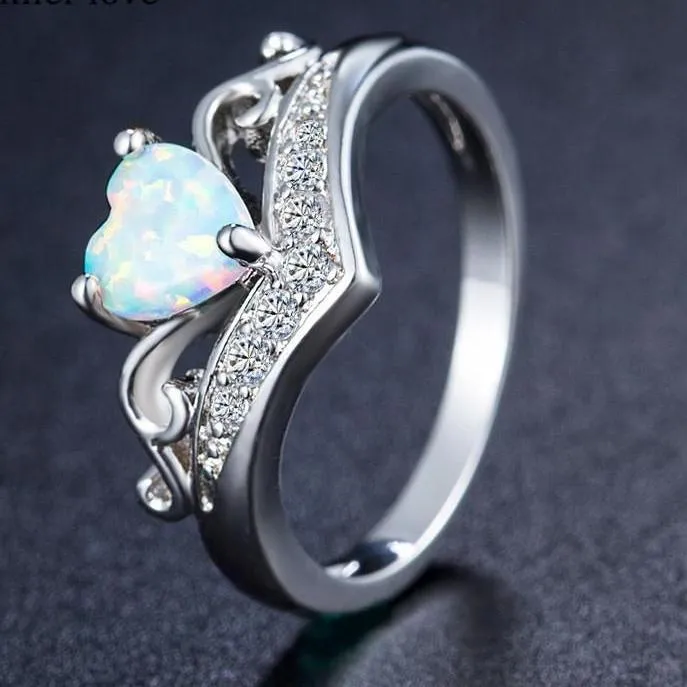 Elegant Heart Opal Ring