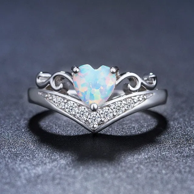 Elegant Heart Opal Ring
