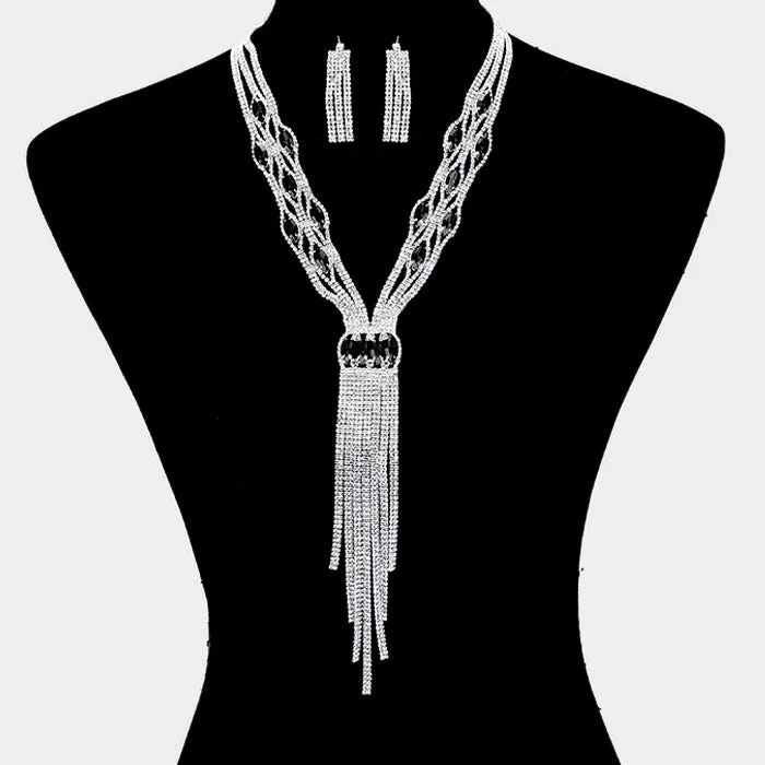 Elegant Sparking Necklace and Earring Jewelry Set