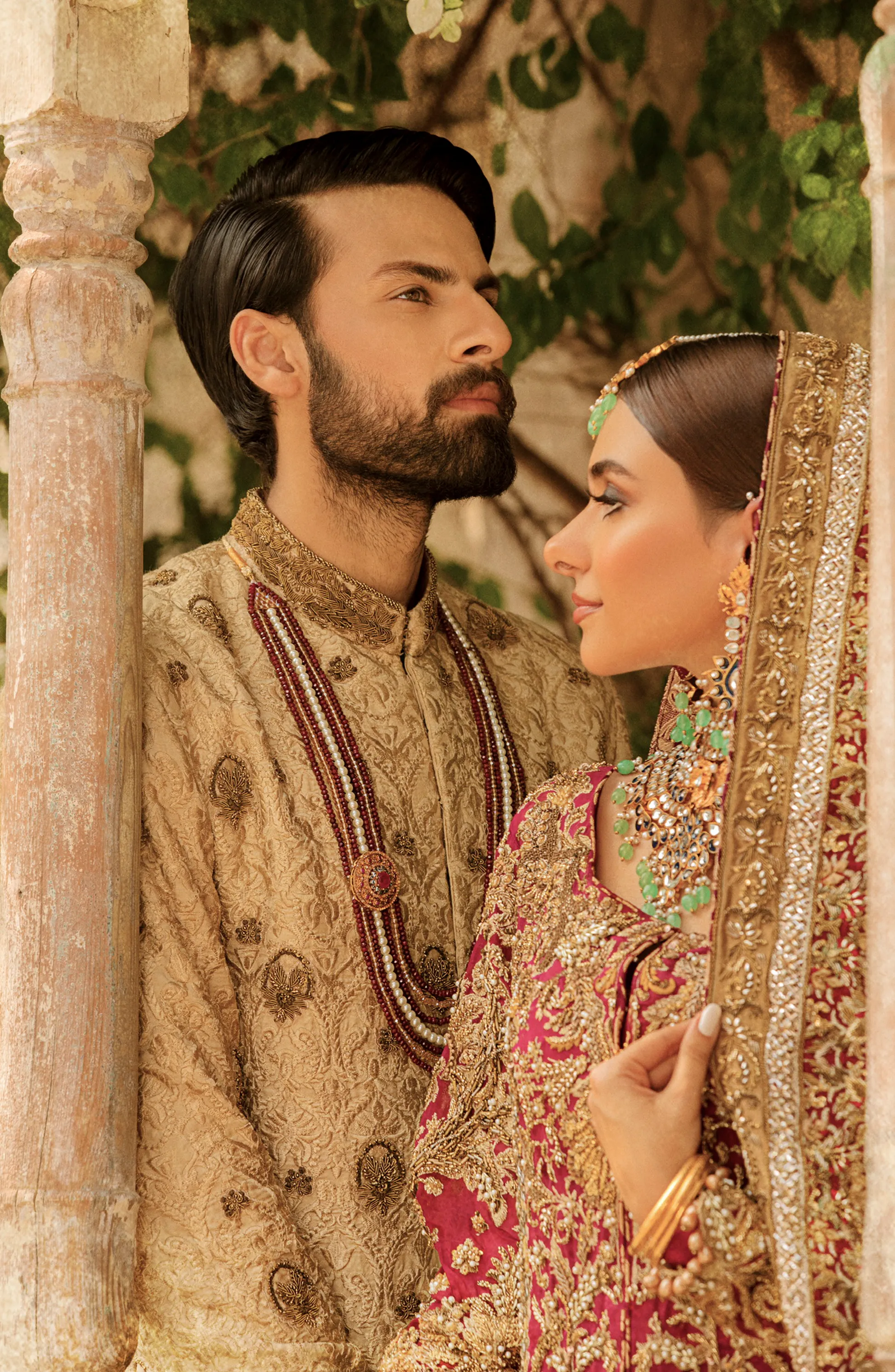 Elegant Traditionally Embroidered Beige Pakistani Groom Sherwani