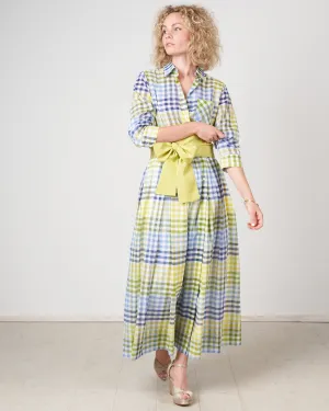 elenat dress - check lime / blue / navy