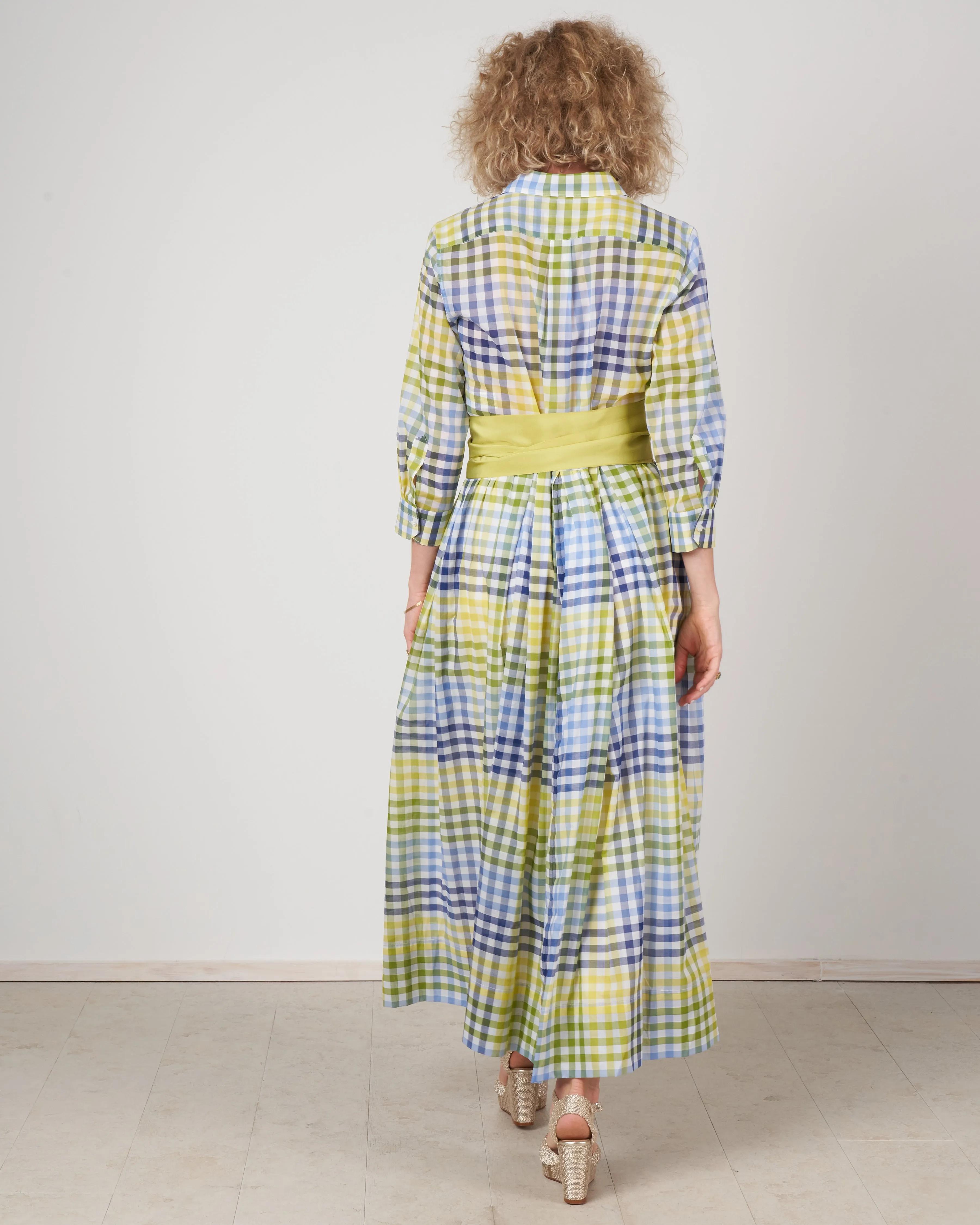elenat dress - check lime / blue / navy