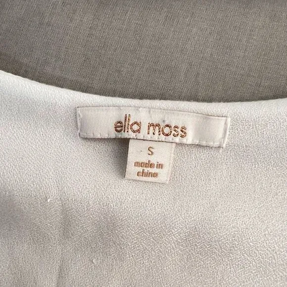 Ella Moss Dana Long-Sleeve Embroidered Dress, White size small