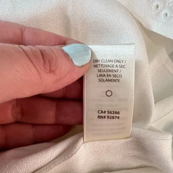 Ella Moss Dana Long-Sleeve Embroidered Dress, White size small