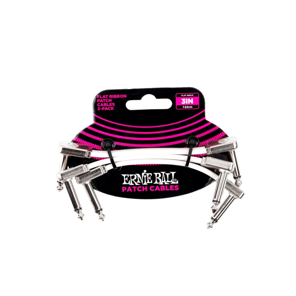 Ernie Ball 3” White Flat Ribbon Patch Cable 3-Pack