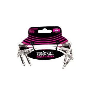 Ernie Ball 3” White Flat Ribbon Patch Cable 3-Pack