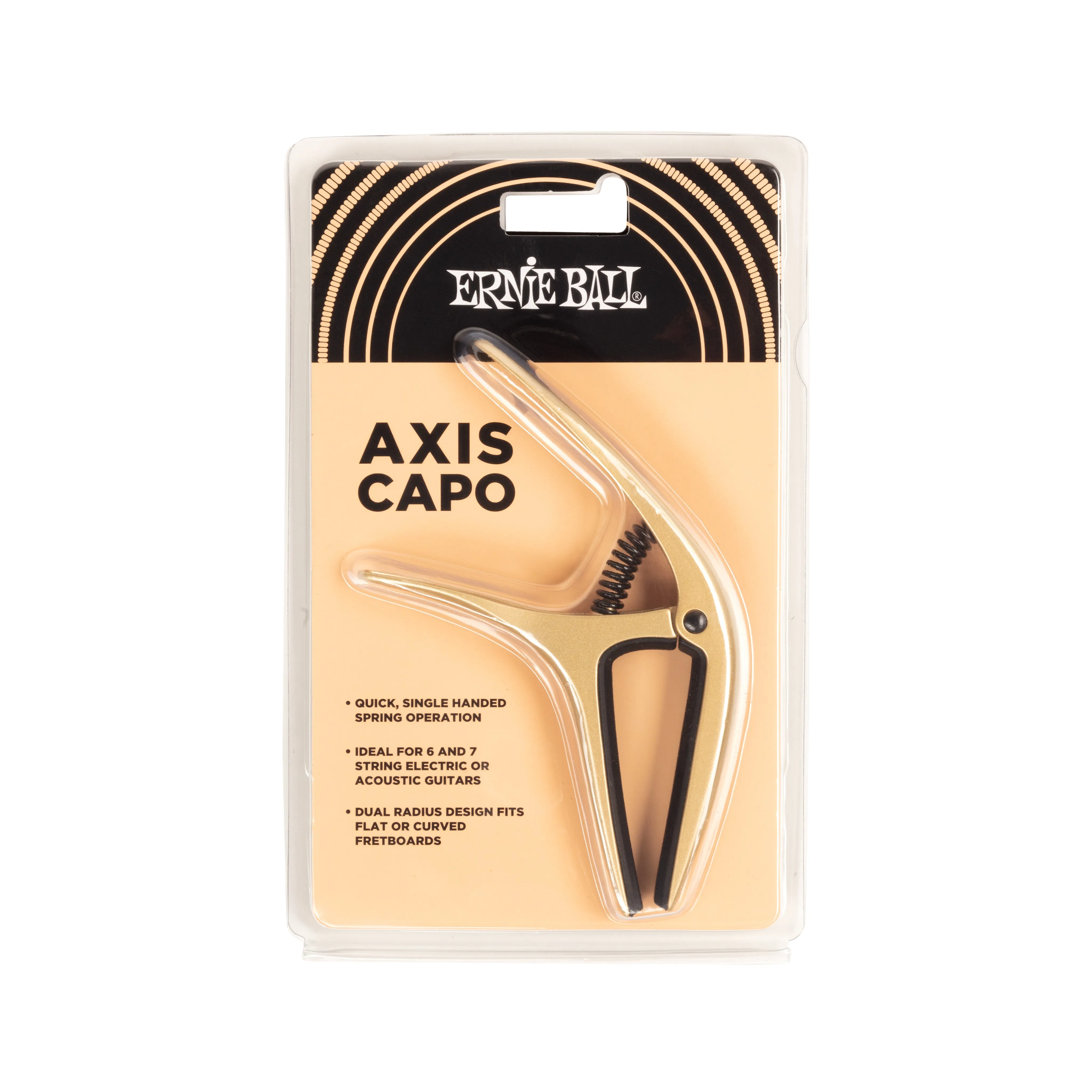 Ernie Ball Axis Dual Radius Capo, Gold Satin