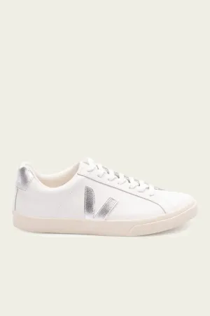 Esplar Leather Sneaker in White Silver