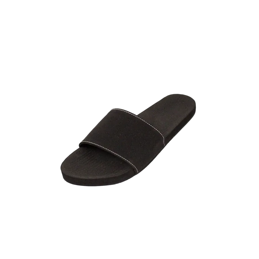 ESSNTLS Womens Slides - Black, with White Contrast Stitch