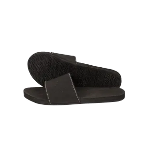 ESSNTLS Womens Slides - Black, with White Contrast Stitch