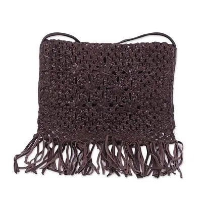 'Expresso Delight' Handcrafted Textured Leather Sling