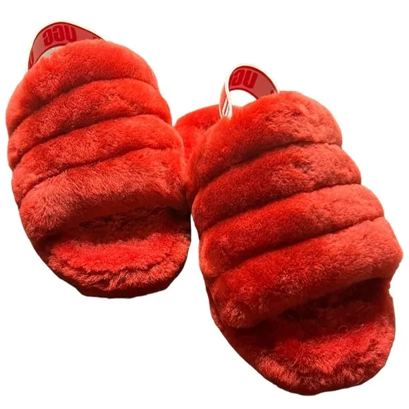 FLUFF YEAH UGG Open Toe Sling Back Slipper Sz 4 Youth