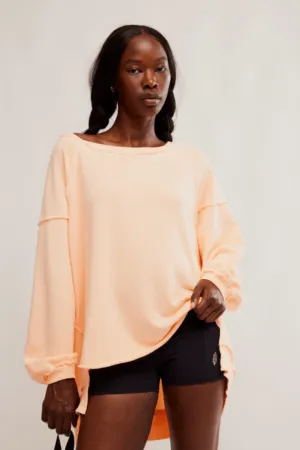 Free People: One To Beat Pullover in Pastel Peach