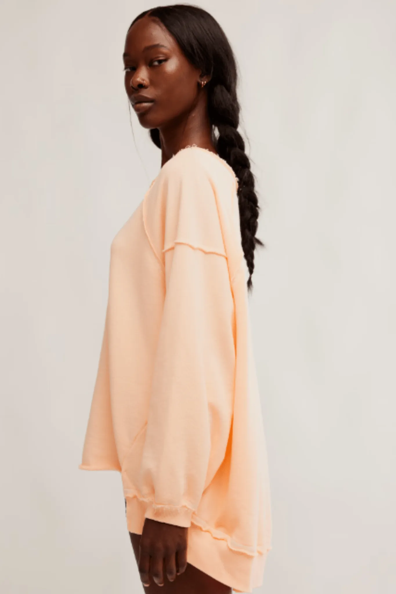 Free People: One To Beat Pullover in Pastel Peach