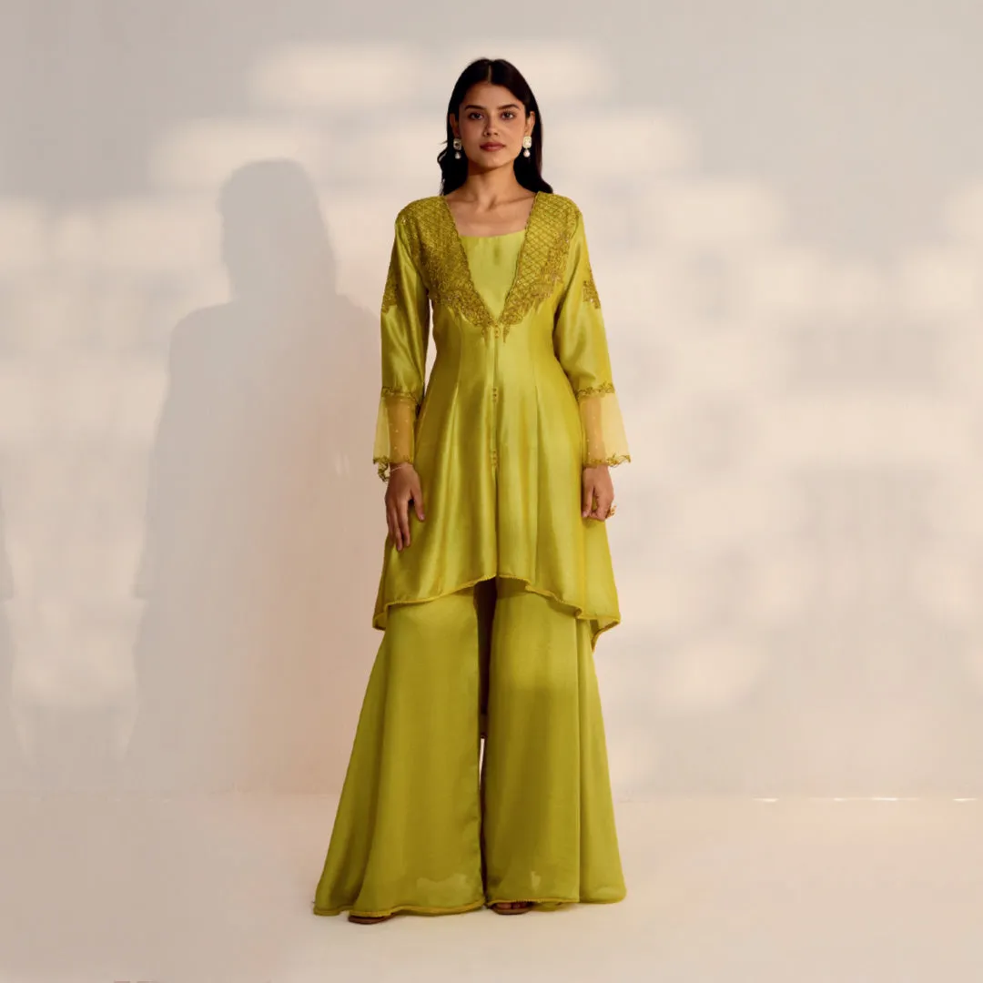 Fresh Lime Fusion Palazzo Set