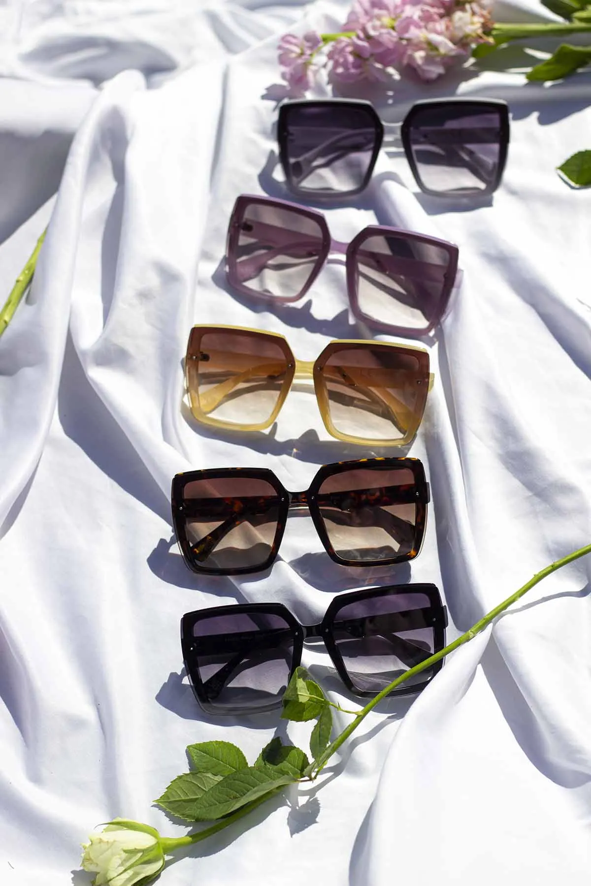 Front Lens Chunky Square Angled Sunglasses